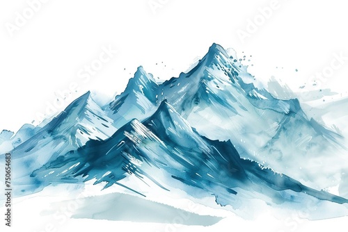 Mountain Landscape water color style,isolate on white,Clip art