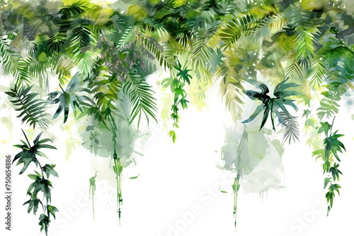 Rainforest Canopy water color style isolate on white Clip art
