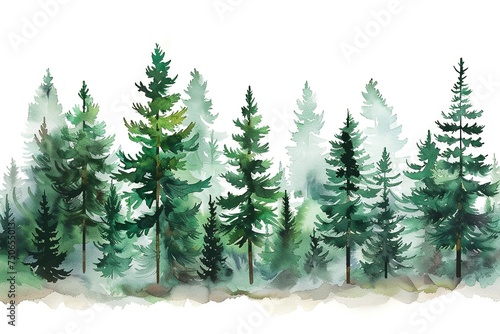 Pine Forest water color style isolate on white Clip art