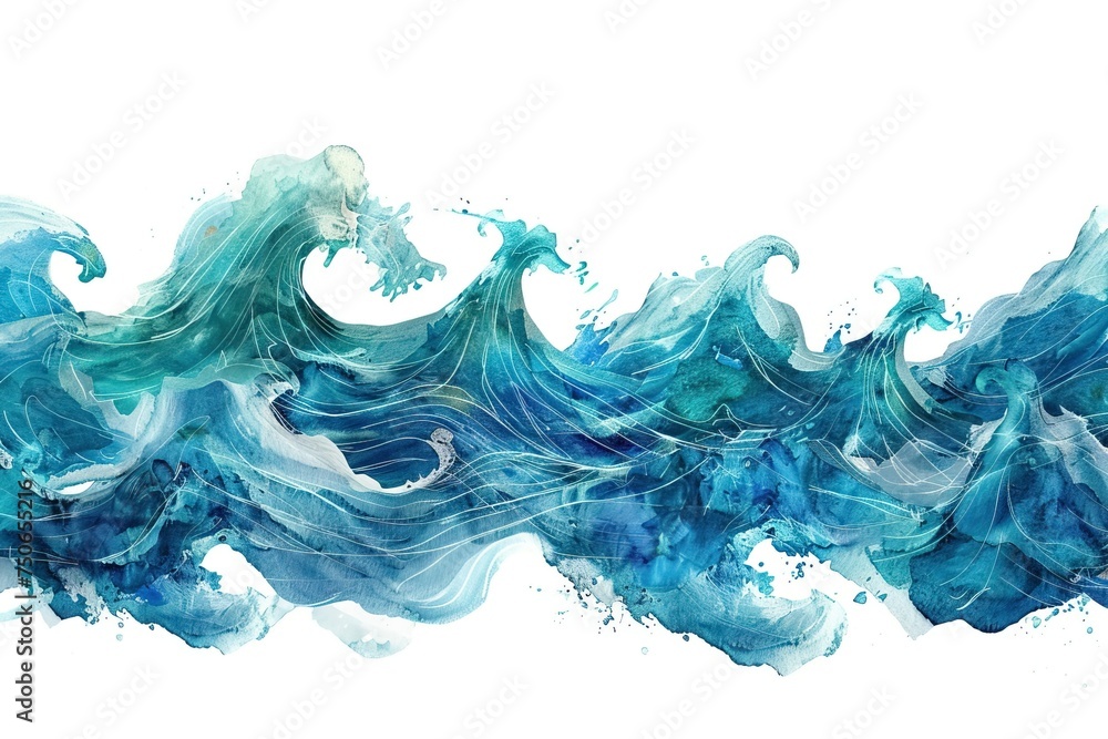 Ocean Waves Abstracts water color style,isolate on white,Clip art Ocean Waves Abstracts water color style,isolate on white,Clip art