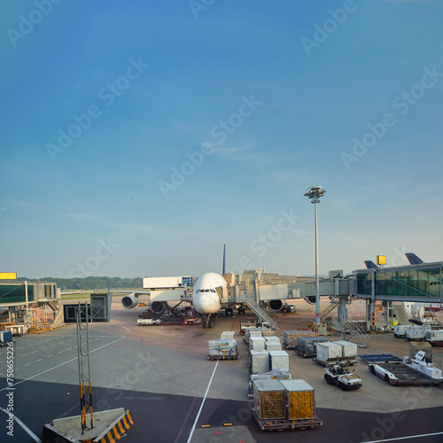 Photography Commercial airliner on tarmac in Singapore Changi International Airport