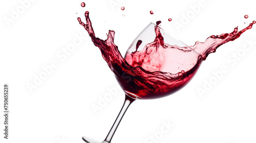 Dynamic red wine pouring into a glass with a splash, against a pristine white background, ideal for dining and celebration concepts. photo