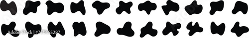 Set of different blotch shapes. Random abstract liquid organic amoeba blob shapes. Pebble drops and blobs silhouettes. Vector illustration.
