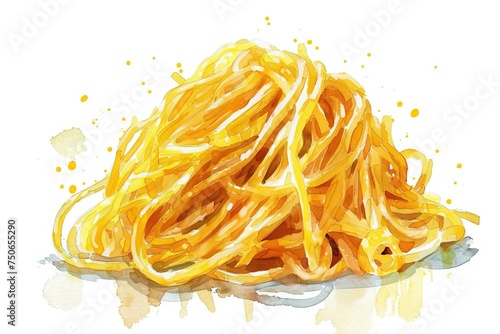 Noodles water color style,isolate on white,Clip art photo