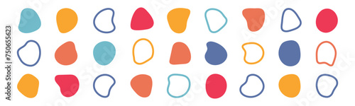 Abstract colorful blotch shape. Liquid shape elements. Random blob shape. Random abstract liquid organic irregular blotch shapes.