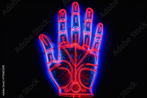 Palmistry neon. Prediction of the future. photo