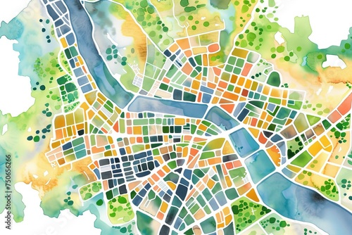 Minimalist City Maps water color style,isolate on white,Clip art