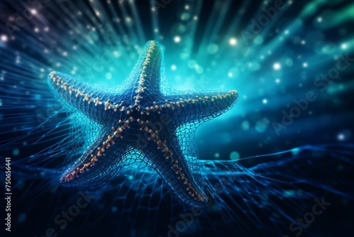 Starfish with a shining mesh design highlighting marine wildlife conservation in digital form