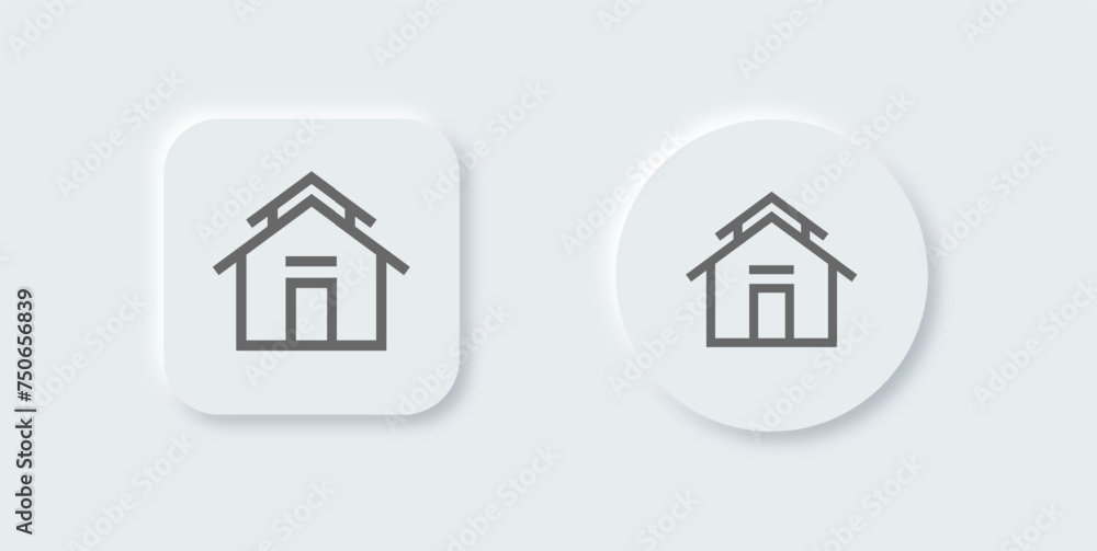 Home button line icon in neomorphic design style. House signs vector illustration. Home button line icon in neomorphic design style. House signs vector illustration.