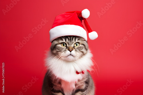 Christmas-Ready Cat Wearing Santa Hats © ShadowHero58