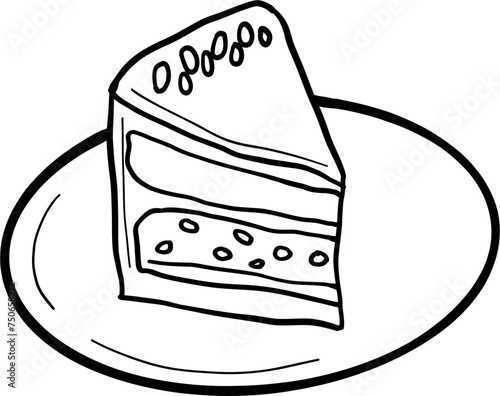 Kyiv cake. Ukrainian food. Hand drawn vector flat illustration.