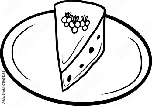 Farmers cheese cake. Ukrainian food. Hand drawn vector flat illustration.
