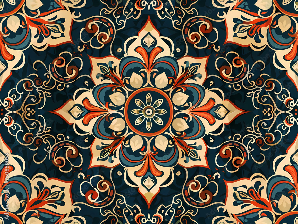 Art pattern seamless design for background, wallpaper, flower, fabric, carpet, mandalas, clothing, wrapping, sarong, tablecloth, shape, geometric pattern, ethnic pattern, traditional. illustration;