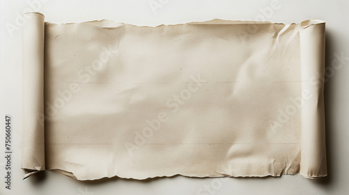 Antiquated scroll isolated against a white backdrop photo
