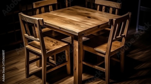 wooden table and modern chairs furniture for the family dining room