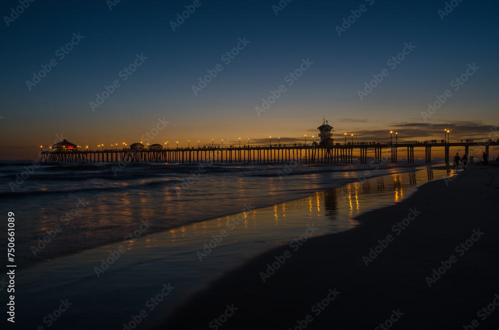 Huntington Beach Pier at dusk