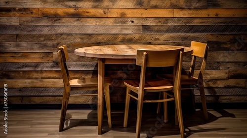 wooden table and modern chairs furniture for the family dining room