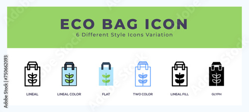 Eco bag pack of icons. vector illustration.
