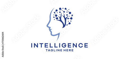 psychology logo design, intelligence and technology logo design template, creative idea symbol.