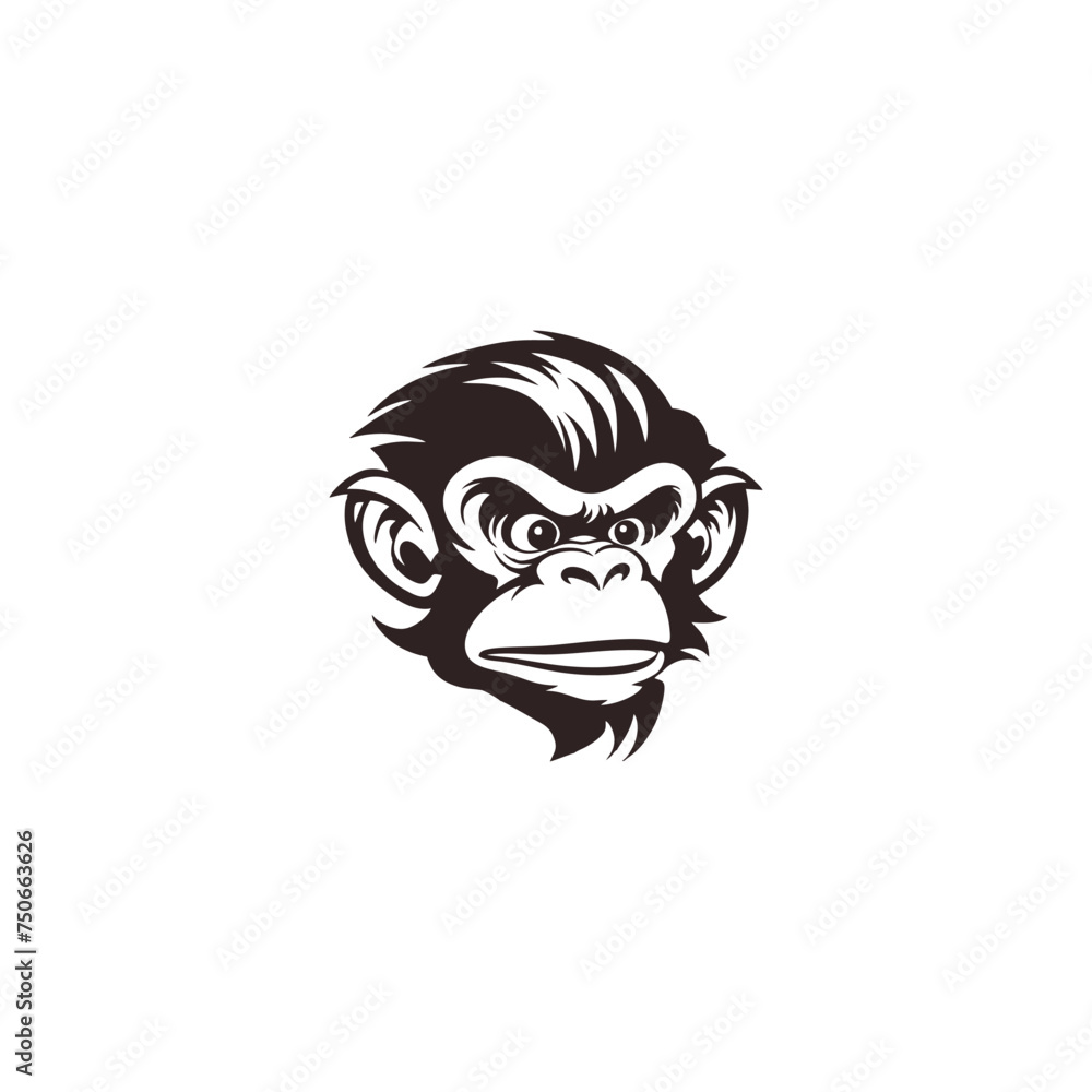 Monkey head logo templatevector - obrazy, fototapety, plakaty 