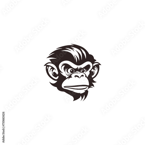 Monkey head logo templatevector photo