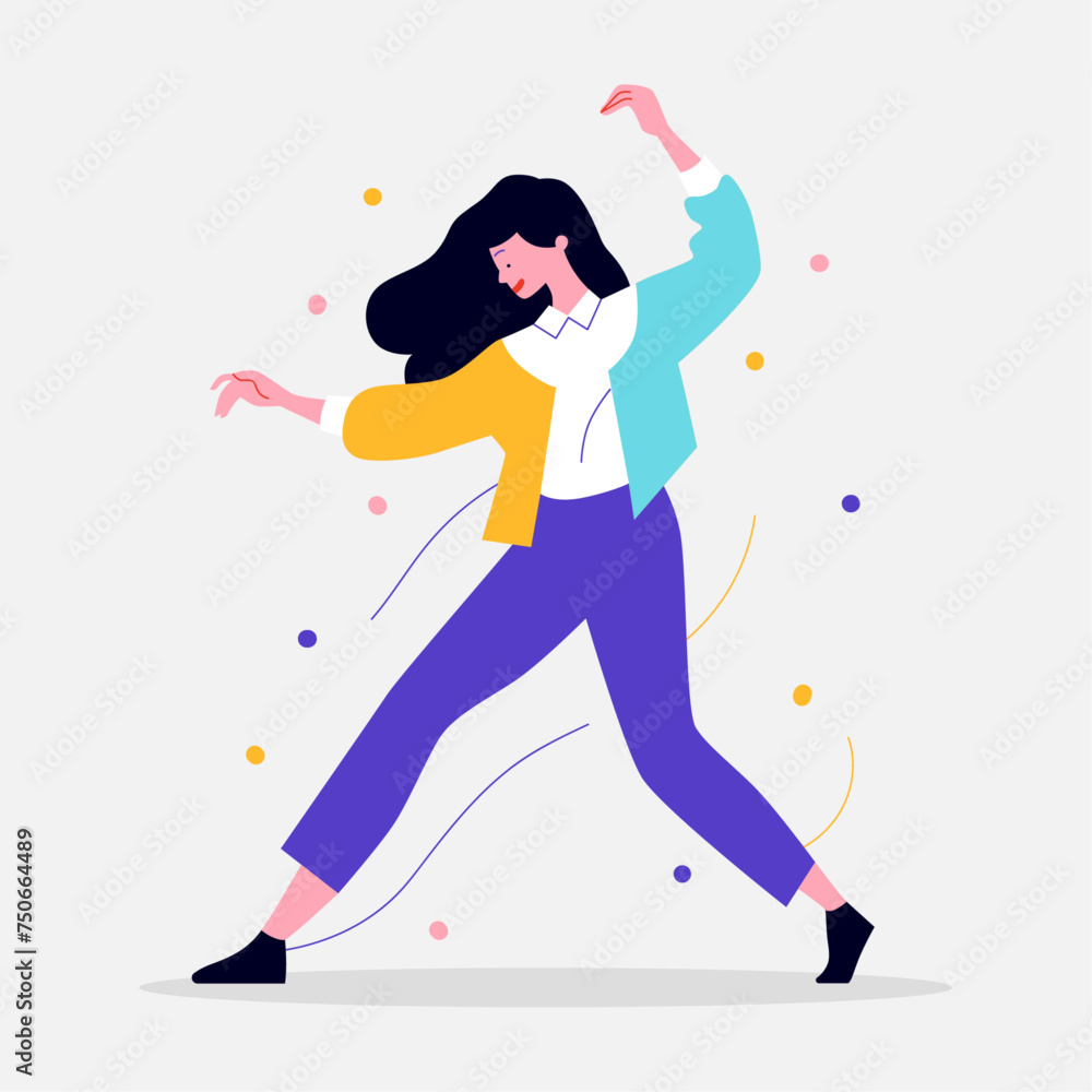 Flat style modern vector illustration of a happy yong woman