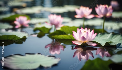 Serene water lilies on a tranquil pond