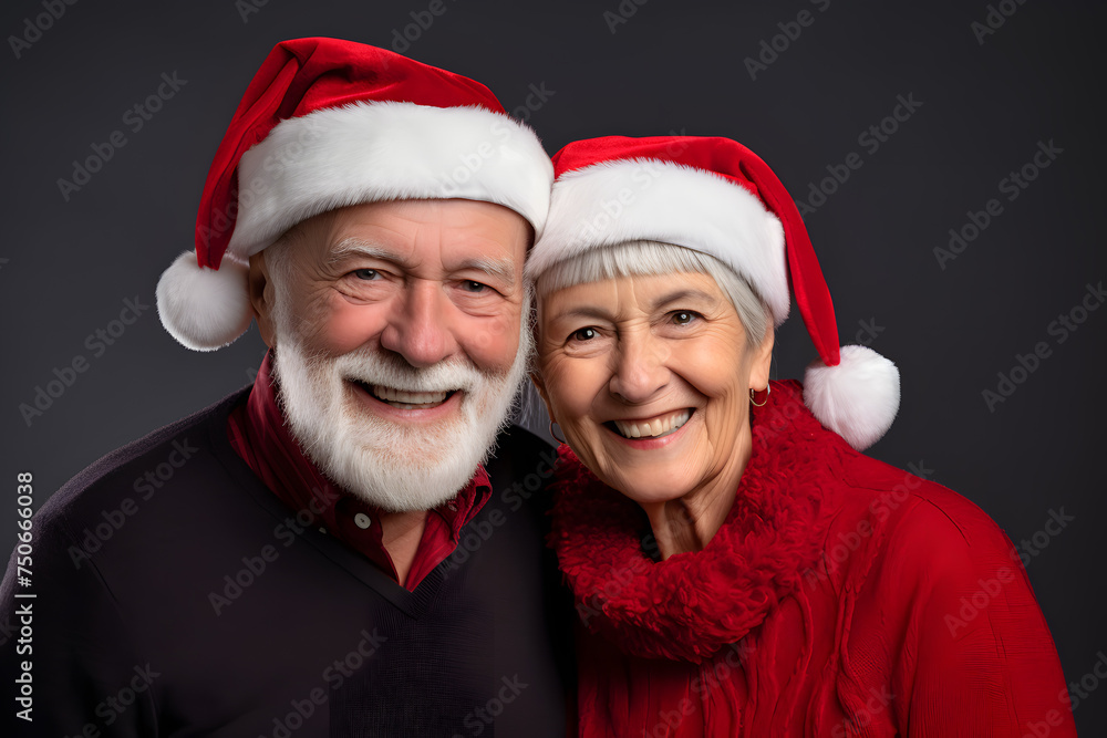 Elderly couple joyfully celebrating Christmas, ideal for use in your festive promotions. Elderly couple joyfully celebrating Christmas, ideal for use in your festive promotions.