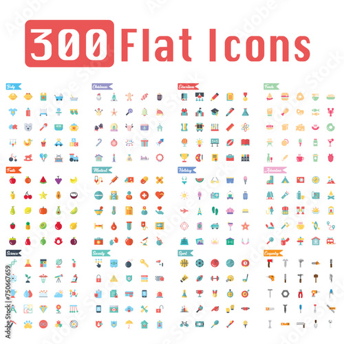 300 flat icon set