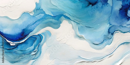 Watercolor surface ocean water wave, seamless blue water ocean wave background. Blue water ocean surfing wave. © Vactor Viky