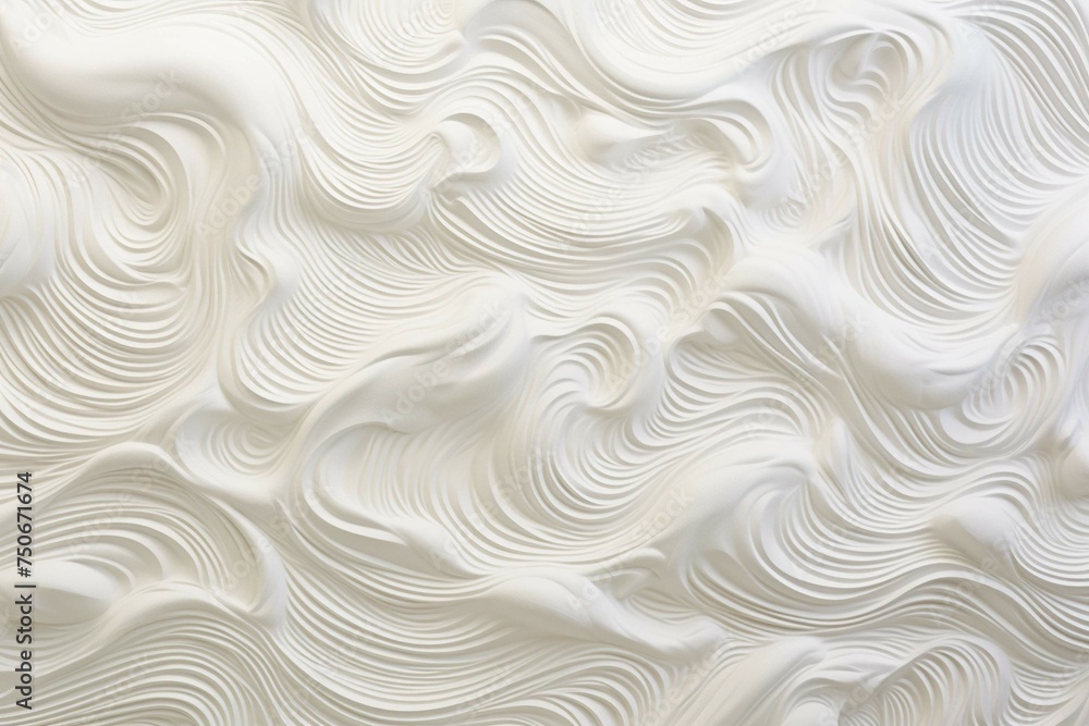 Overhead shot of foamy sea waves, forming intricate lace-like patterns on the surface