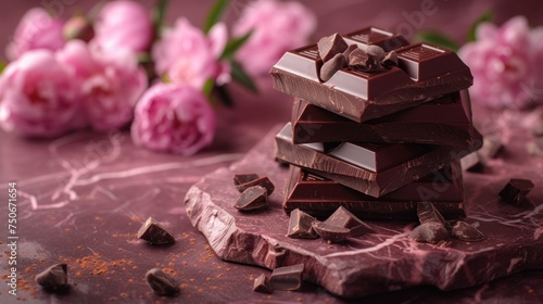 Romantic, beautiful, delicate background with flowers and chocolate for Valentine's Day, birthday, wedding. Spring background with flowers.