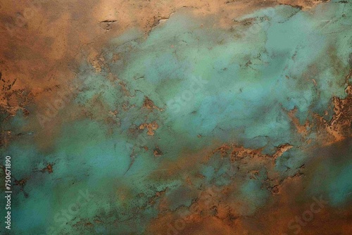 Oxidized copper surface with green patina
