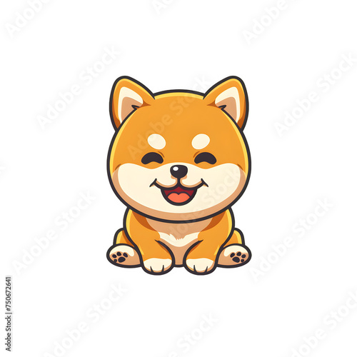 A cute vector flat logo shiba inu dog cartoon vector icon illustration on a transparent background.