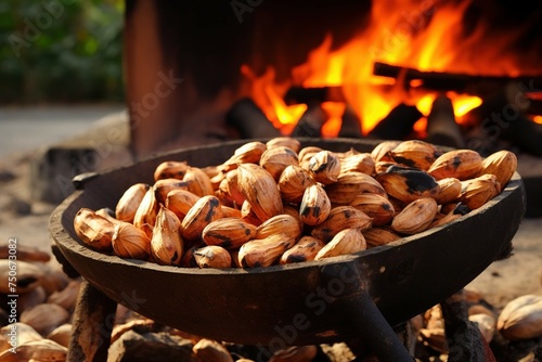Peanuts roasting, shells cracking along natural lines