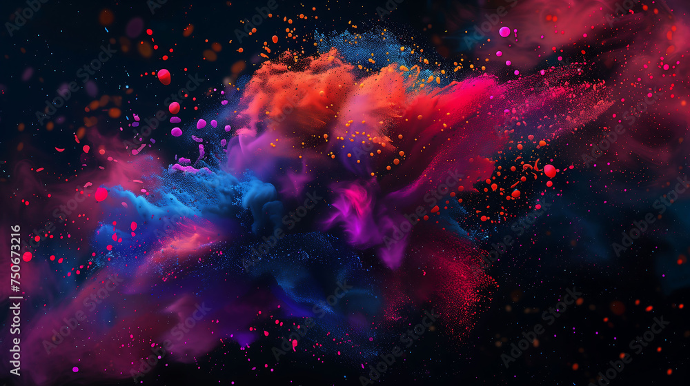 Black background with abstract colorful splashes of water. Black background with abstract colorful splashes of water.