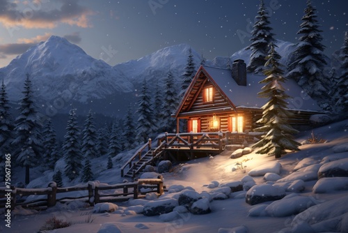 a cabin in the snow