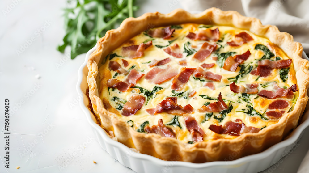 A classic of French dish - Quiche Lorraine. Generative AI A classic of French dish - Quiche Lorraine. Generative AI