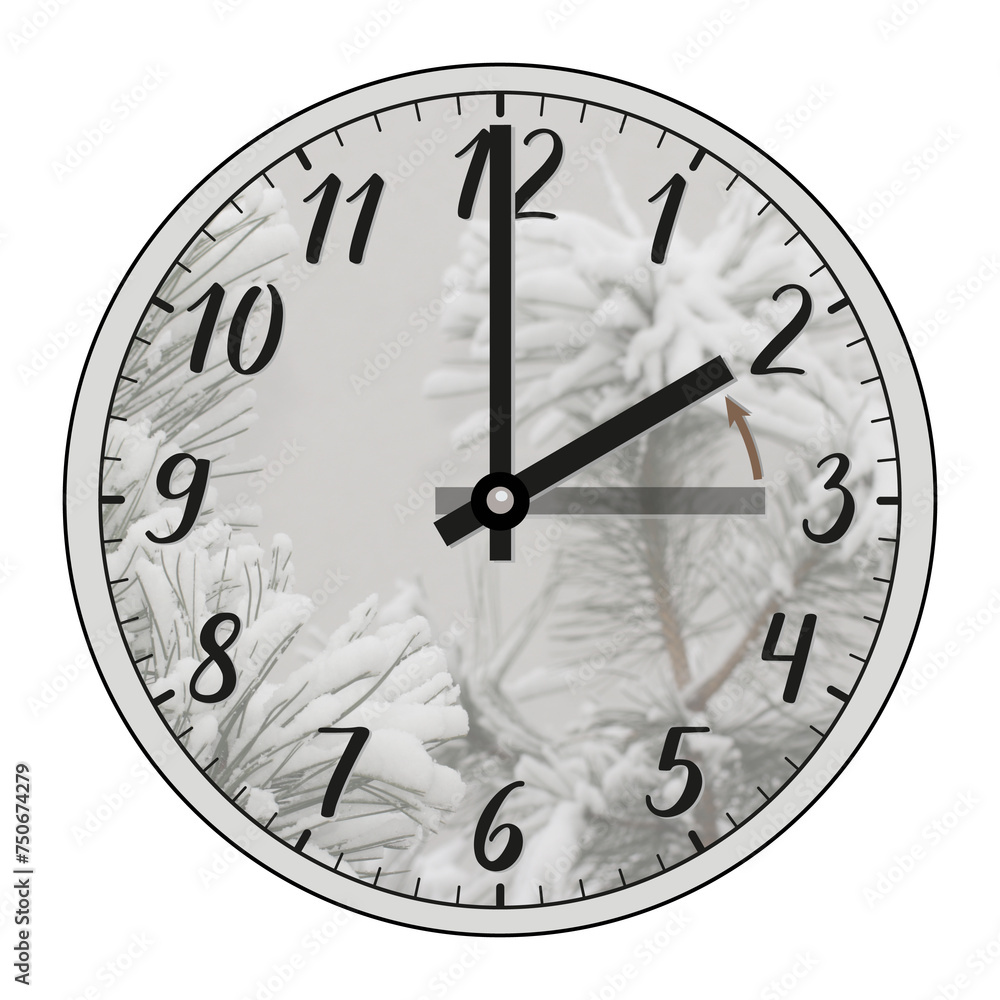 The clock shows the hand moving backward from 3 a.m. in autumn to 2 a.m. in winter. The end of daylight saving time. The transition of time, the change of time, the shift to standard time. The clock shows the hand moving backward from 3 a.m. in autumn to 2 a.m. in winter. The end of daylight saving time. The transition of time, the change of time, the shift to standard time.