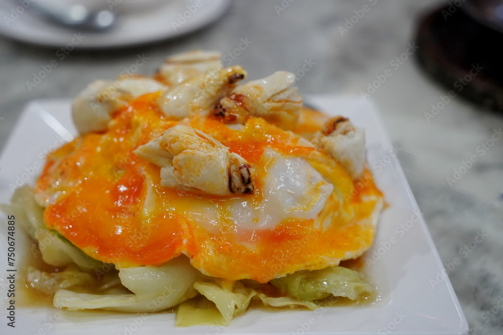 Stir-Fried Cabbage topping With eggs and crab meat Stir-Fried Cabbage topping With eggs and crab meat