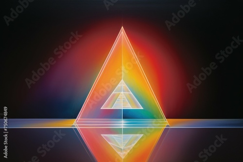 Prism refracting light into a gradient on canvas