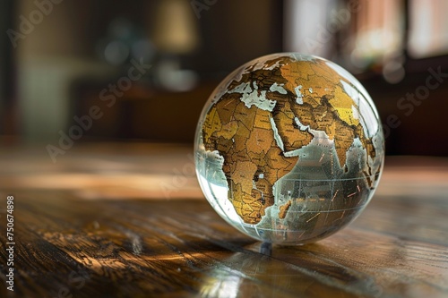 glass globe on a wooden table