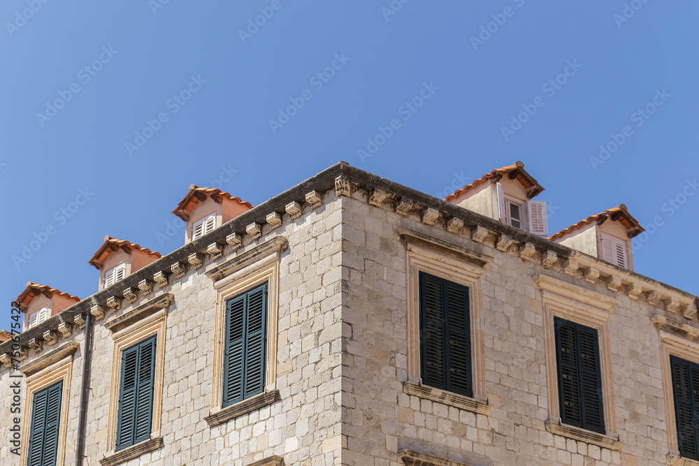 Facade of the house. Dubrovnik Selective focus
