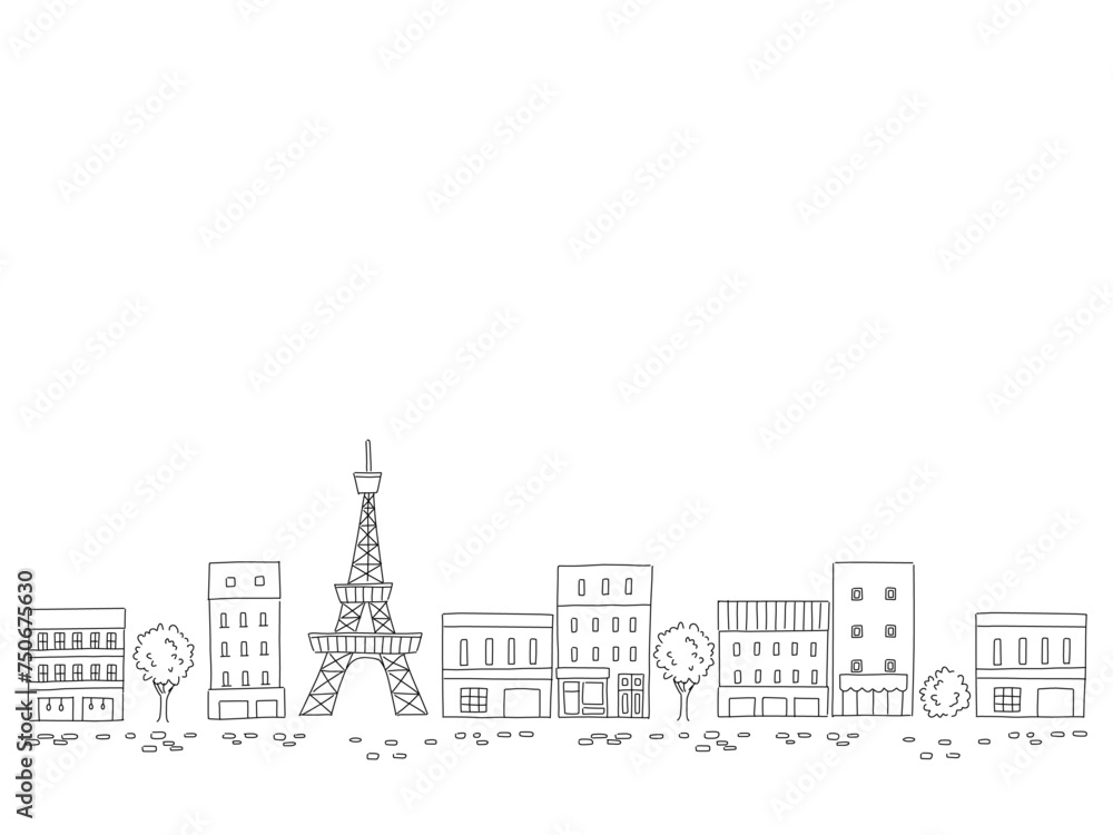 パリをイメージしたシンプルな線画