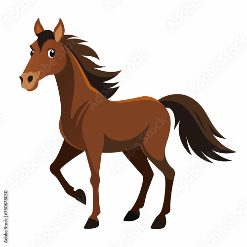 Horse colt filly mare stallion bronco foal gelding mustang nag plug pony steed animal pet vector illustration draw cartoon pretty cute © Gleb