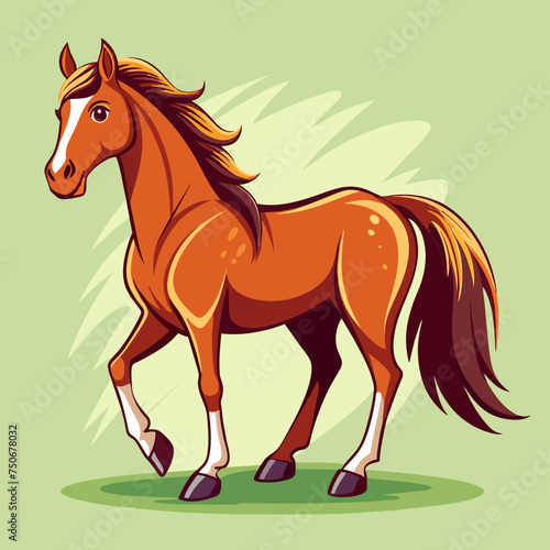Horse colt filly mare stallion bronco foal gelding mustang nag plug pony steed animal pet vector illustration draw cartoon pretty cute
