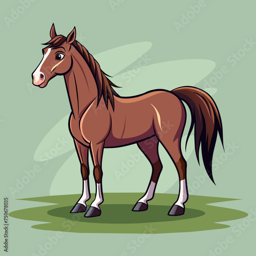Horse colt filly mare stallion bronco foal gelding mustang nag plug pony steed animal pet vector illustration draw cartoon pretty cute