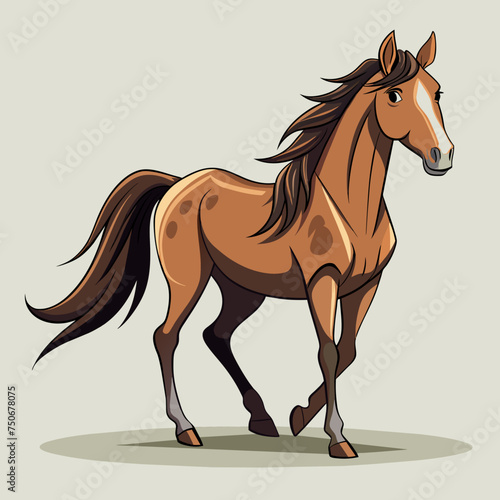 Horse colt filly mare stallion bronco foal gelding mustang nag plug pony steed animal pet vector illustration draw cartoon pretty cute