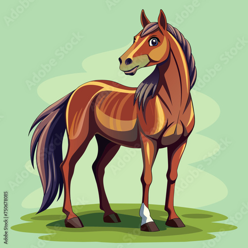 Horse colt filly mare stallion bronco foal gelding mustang nag plug pony steed animal pet vector illustration draw cartoon pretty cute