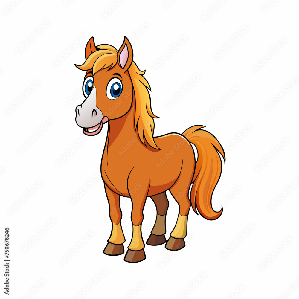 Horse colt filly mare stallion bronco foal gelding mustang nag plug pony steed animal pet vector illustration draw cartoon pretty cute